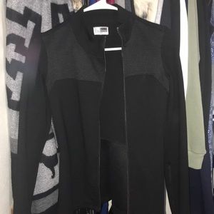 XS Thick black cotton asymmetrical jacket
